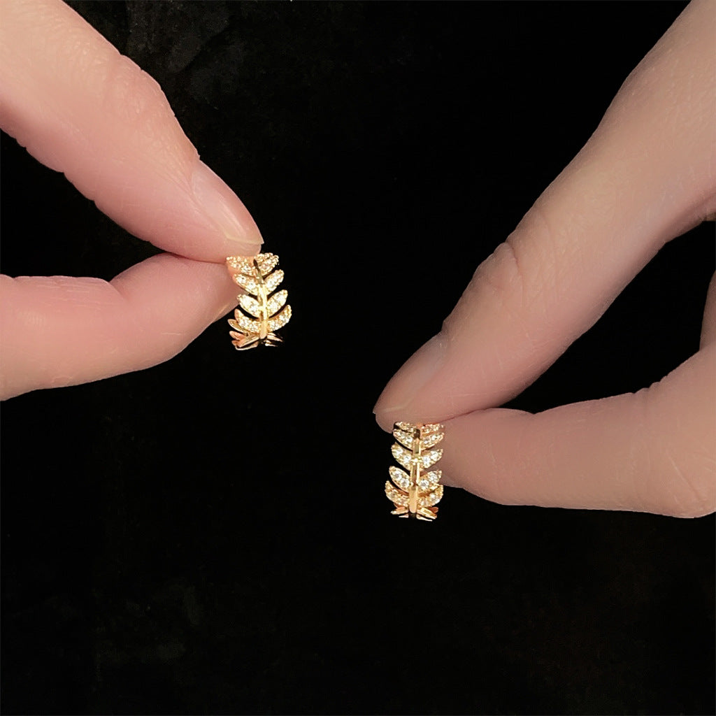 Golden Leaf Zircon Earrings